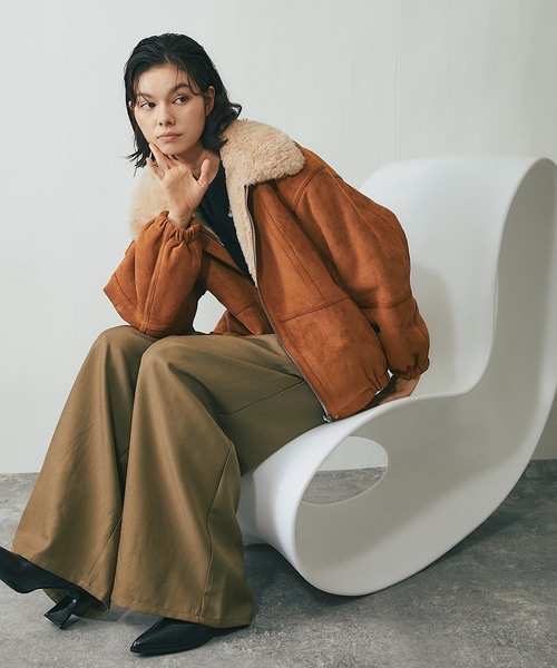 オールド 三越 リアルムートン Pcoat イングランド製 キャメル XL ラナン RANAN ムートンライクボアロングコート （キャメル