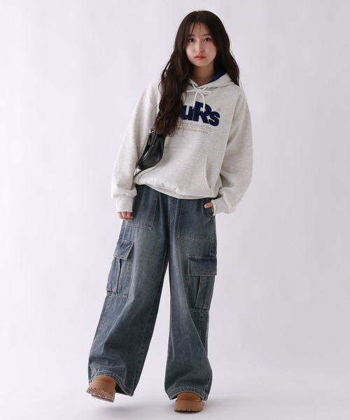 repipi armario（レピピ アルマリオ）の「【裏起毛】ベロアワッペンフーディ（パーカー・キッズ・チャコール/アイボリー/ブラック/グレー・SMALL/MEDIUM/LARGE）」の21枚目の写真