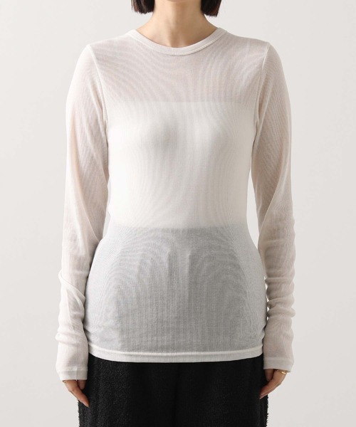 Munich（ミューニック）の「シアーリブクルーネックカットソー（Tシャツ/カットソー・レディース・ブラック/オフホワイト/グレー・FREE）」の14枚目の写真