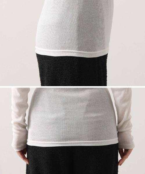 Munich（ミューニック）の「シアーリブクルーネックカットソー（Tシャツ/カットソー・レディース・ブラック/オフホワイト/グレー・FREE）」の17枚目の写真