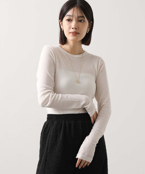 Munich（ミューニック）の「シアーリブクルーネックカットソー（Tシャツ/カットソー・レディース・ブラック/オフホワイト/グレー・FREE）」の21枚目の写真