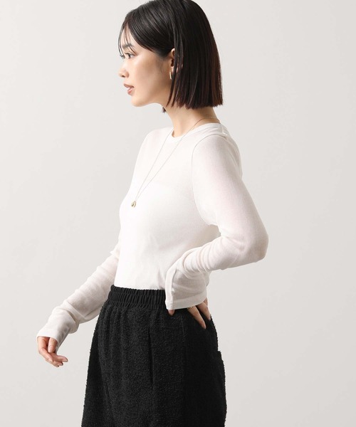 Munich（ミューニック）の「シアーリブクルーネックカットソー（Tシャツ/カットソー・レディース・ブラック/オフホワイト/グレー・FREE）」の22枚目の写真