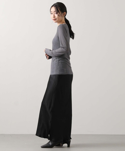 Munich（ミューニック）の「シアーリブクルーネックカットソー（Tシャツ/カットソー・レディース・ブラック/オフホワイト/グレー・FREE）」の5枚目の写真