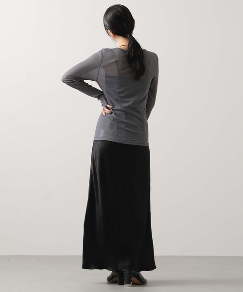 Munich（ミューニック）の「シアーリブクルーネックカットソー（Tシャツ/カットソー・レディース・ブラック/オフホワイト/グレー・FREE）」の6枚目の写真