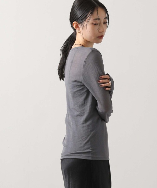 Munich（ミューニック）の「シアーリブクルーネックカットソー（Tシャツ/カットソー・レディース・ブラック/オフホワイト/グレー・FREE）」の9枚目の写真