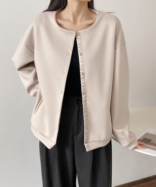 MAISON DE THERESE(メゾン ド テレーズ)の「ルーズフィットのベーシックジャケット(テーラードジャケット・レディース・ベージュ/ブラック/アイボリー・M)」の8枚目の写真