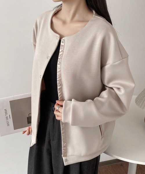 MAISON DE THERESE(メゾン ド テレーズ)の「ルーズフィットのベーシックジャケット(テーラードジャケット・レディース・ベージュ/ブラック/アイボリー・M)」の11枚目の写真