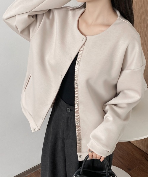 MAISON DE THERESE(メゾン ド テレーズ)の「ルーズフィットのベーシックジャケット(テーラードジャケット・レディース・ベージュ/ブラック/アイボリー・M)」の13枚目の写真
