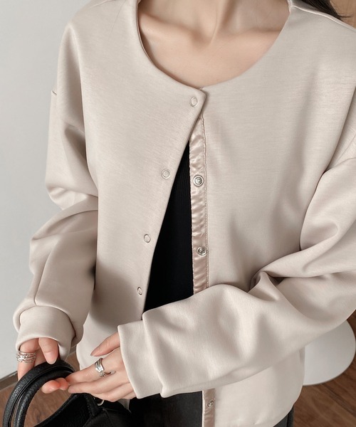 MAISON DE THERESE(メゾン ド テレーズ)の「ルーズフィットのベーシックジャケット(テーラードジャケット・レディース・ベージュ/ブラック/アイボリー・M)」の14枚目の写真