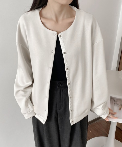 MAISON DE THERESE(メゾン ド テレーズ)の「ルーズフィットのベーシックジャケット(テーラードジャケット・レディース・ベージュ/ブラック/アイボリー・M)」の4枚目の写真