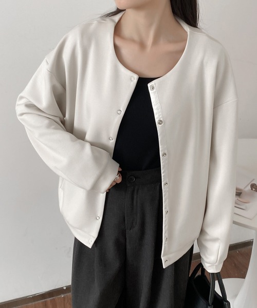 MAISON DE THERESE(メゾン ド テレーズ)の「ルーズフィットのベーシックジャケット(テーラードジャケット・レディース・ベージュ/ブラック/アイボリー・M)」の7枚目の写真