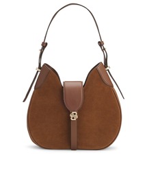 BOSS（ボス）の「スエード ホーボーバッグ Double Bモノグラム（ショルダーバッグ）」