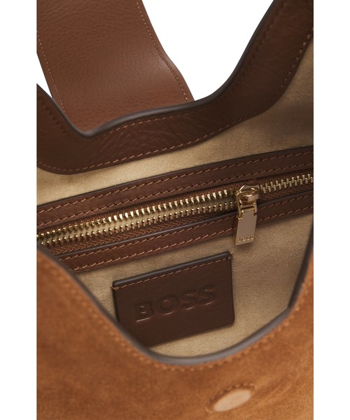 BOSS(ボス)の「スエード ホーボーバッグ Double Bモノグラム(ショルダーバッグ・レディース・ブラウン・ONESIZE)」の4枚目の写真