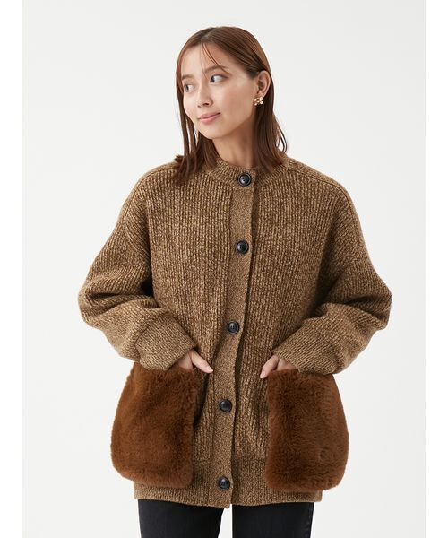2WAYファーポケットMIXヤーンカーディガン（カーディガン/ボレロ
