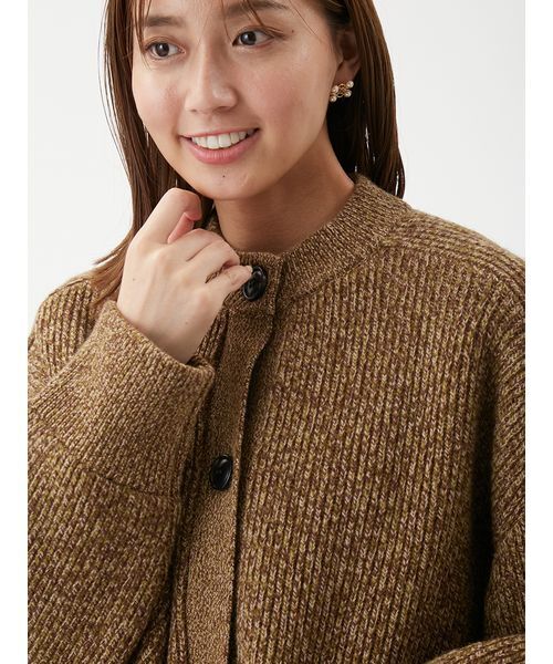 Mila Owen（ミラオーウェン）の「2WAYファーポケットMIXヤーンカーディガン（カーディガン/ボレロ・レディース・ターコイズブルー/ベージュ/アイボリー・F）」の8枚目の写真