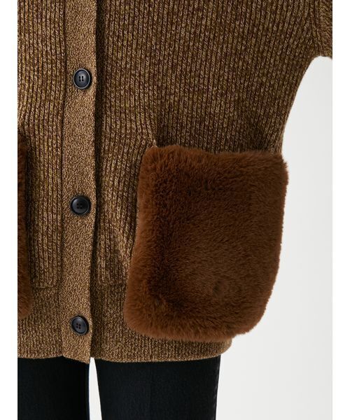 Mila Owen（ミラオーウェン）の「2WAYファーポケットMIXヤーンカーディガン（カーディガン/ボレロ・レディース・ターコイズブルー/ベージュ/アイボリー・F）」の13枚目の写真