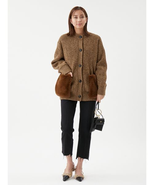 Mila Owen（ミラオーウェン）の「2WAYファーポケットMIXヤーンカーディガン（カーディガン/ボレロ・レディース・ターコイズブルー/ベージュ/アイボリー・F）」の16枚目の写真