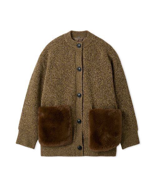 Mila Owen（ミラオーウェン）の「2WAYファーポケットMIXヤーンカーディガン（カーディガン/ボレロ・レディース・ターコイズブルー/ベージュ/アイボリー・F）」の18枚目の写真