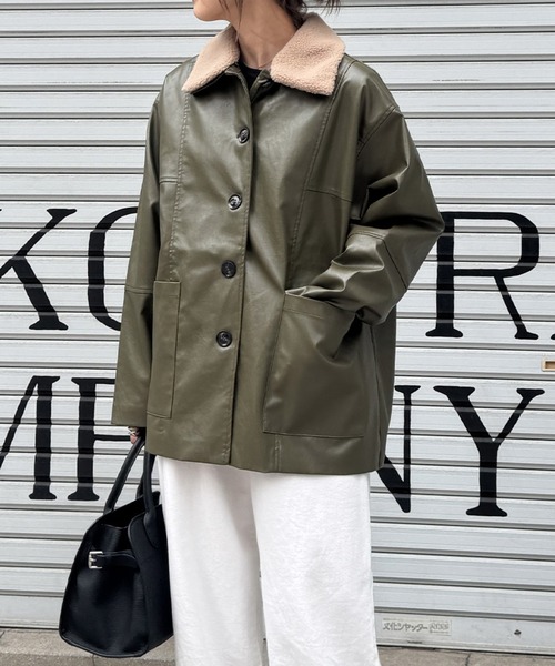 セール】ボアカラーレザージャケット(chiica select) / ライダース