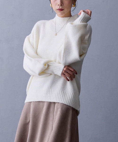 NICOLE white（ニコルホワイト）の「ハイネックニットプルオーバー（ニット/セーター・レディース・グリーン/ブラック/オフホワイト/グレー・FREE）」の16枚目の写真