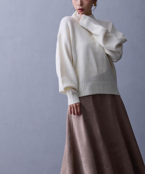 NICOLE white（ニコルホワイト）の「ハイネックニットプルオーバー（ニット/セーター・レディース・グリーン/ブラック/オフホワイト/グレー・FREE）」の17枚目の写真