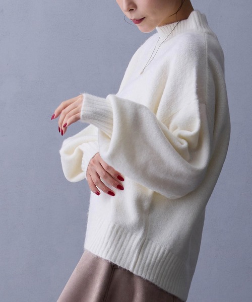 NICOLE white（ニコルホワイト）の「ハイネックニットプルオーバー（ニット/セーター・レディース・グリーン/ブラック/オフホワイト/グレー・FREE）」の21枚目の写真