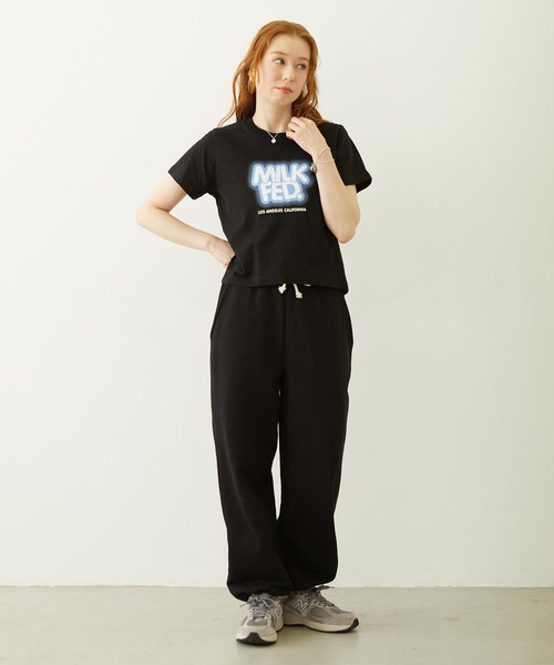 MILKFED.(ミルクフェド)の「GLITTER HALFTONE LOGO COMPACT S/S TEE(Tシャツ/カットソー・レディース・ライトピンク/ブラック/ホワイト・M/S)」の8枚目の写真