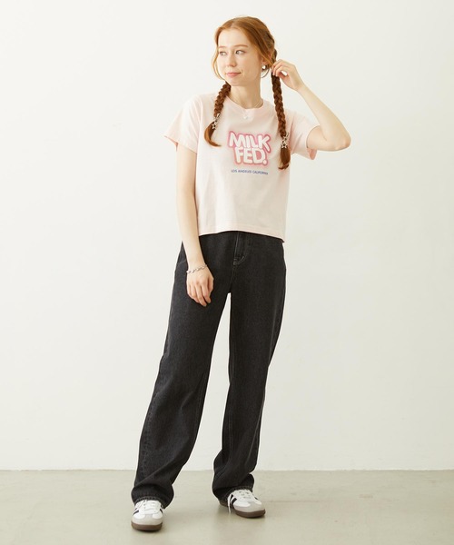 MILKFED.(ミルクフェド)の「GLITTER HALFTONE LOGO COMPACT S/S TEE(Tシャツ/カットソー・レディース・ライトピンク/ブラック/ホワイト・M/S)」の18枚目の写真