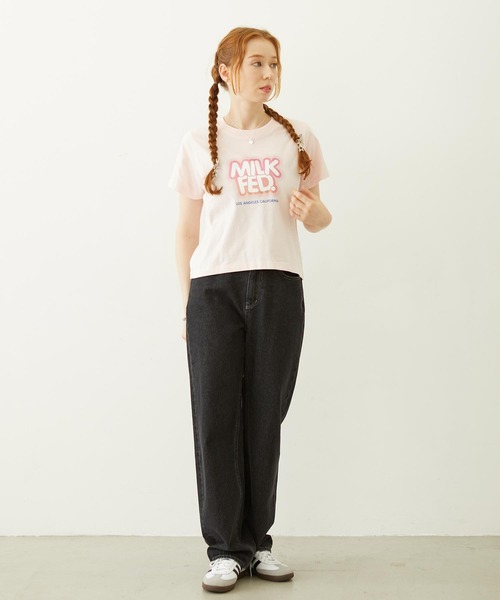 MILKFED.(ミルクフェド)の「GLITTER HALFTONE LOGO COMPACT S/S TEE(Tシャツ/カットソー・レディース・ライトピンク/ブラック/ホワイト・M/S)」の19枚目の写真