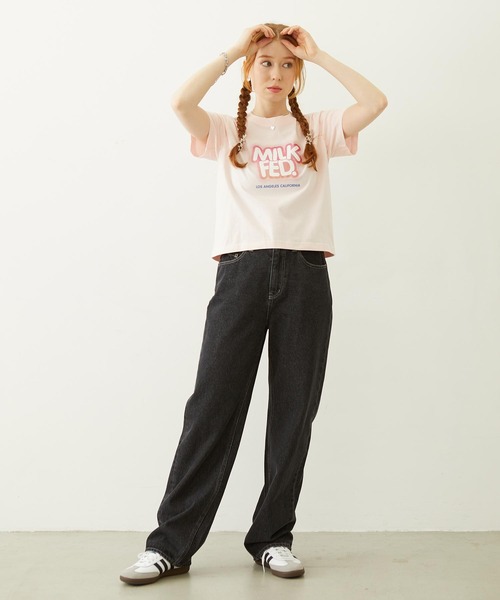 MILKFED.(ミルクフェド)の「GLITTER HALFTONE LOGO COMPACT S/S TEE(Tシャツ/カットソー・レディース・ライトピンク/ブラック/ホワイト・M/S)」の21枚目の写真