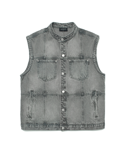 WKNDRS(ウィーキャンドース)の「PATCH WORK DENIM VEST (GREY)(ベスト・レディース・その他・MEDIUM/LARGE)」の1枚目の写真