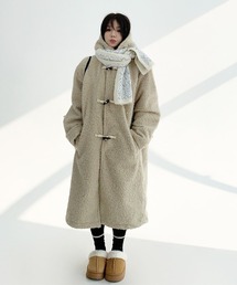 Dalfwin(ダールフィン)の韓国ファッション ロング丈ボアダッフルコート(ダッフルコート)