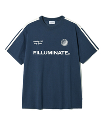 F.ILLUMINATE（フィルミネイト）の「スリーブテーピングTシャツ-ダークブルー（Tシャツ/カットソー）」