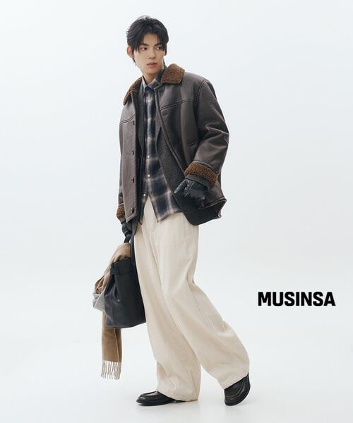MUSINSA STANDARD（ムシンサスタンダード）の「リラックスドフランネルオンブレチェックシャツ[ブラック/アイボリー]（シャツ/ブラウス・メンズ・その他・SMALL/MEDIUM/LARGE/X-LARGE/XX-LARGE）」の8枚目の写真