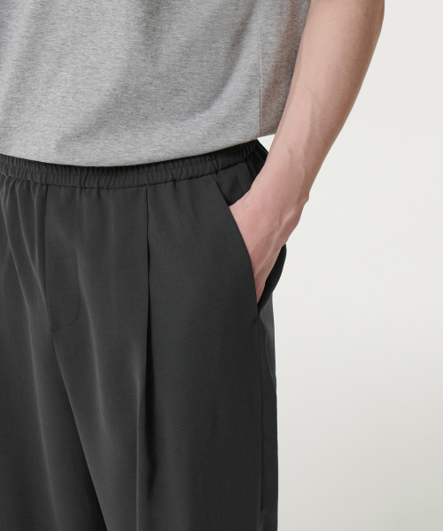 MUSINSA STANDARD（ムシンサスタンダード）の「リネンライクワンタックワイドバンディングパンツ[ダークグレー]（その他パンツ・メンズ・その他・40/42/30/26/28/32/34/36）」の6枚目の写真
