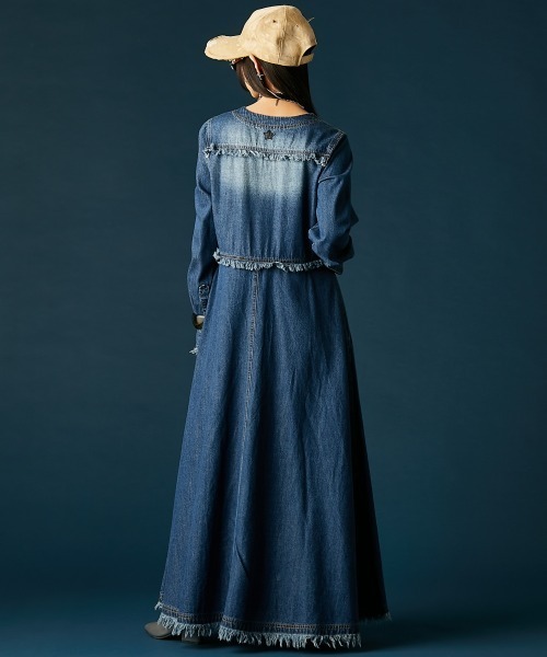 GEVS.（ジェイヴィス）の「デニムVネックワンピース＜大きいサイズ有＞GEVS.（ワンピース・レディース・ブルー系/ネイビー系・5L/4L/3L/LL/L/M）」の7枚目の写真