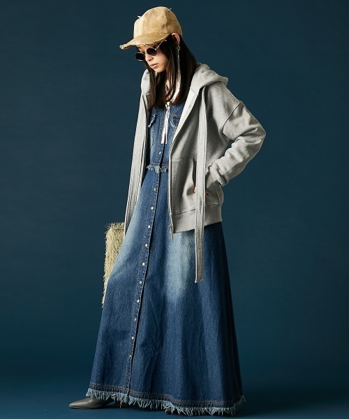 GEVS.（ジェイヴィス）の「デニムVネックワンピース＜大きいサイズ有＞GEVS.（ワンピース・レディース・ブルー系/ネイビー系・5L/4L/3L/LL/L/M）」の9枚目の写真