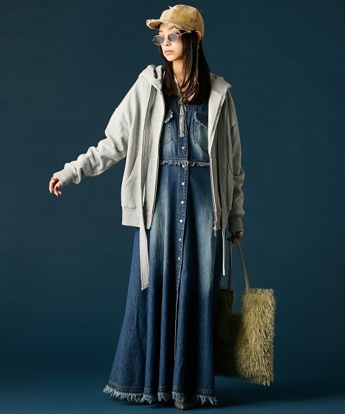 GEVS.（ジェイヴィス）の「デニムVネックワンピース＜大きいサイズ有＞GEVS.（ワンピース・レディース・ブルー系/ネイビー系・5L/4L/3L/LL/L/M）」の12枚目の写真