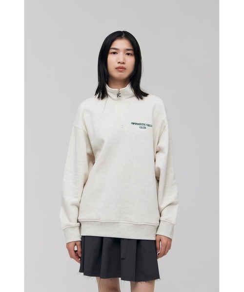 FELICITY(フェリシティ)の「Half Zip Sweat Tops(スウェット・レディース・アイボリー/ネイビー・2)」の1枚目の写真