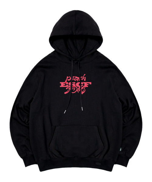 ブラックピーチバムプリントフードパーカー ブラック