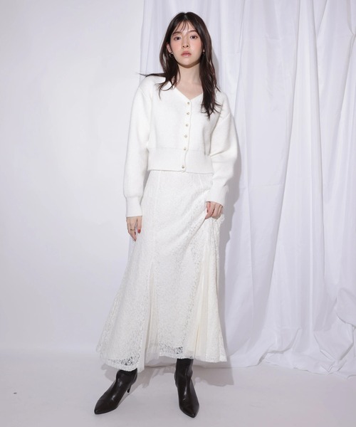 Rirandture（リランドチュール）の「２ＷＡＹオフショルニット×レーススカートセット（ワンピース・レディース・ピンク系その他/オフホワイト・1/2）」の10枚目の写真