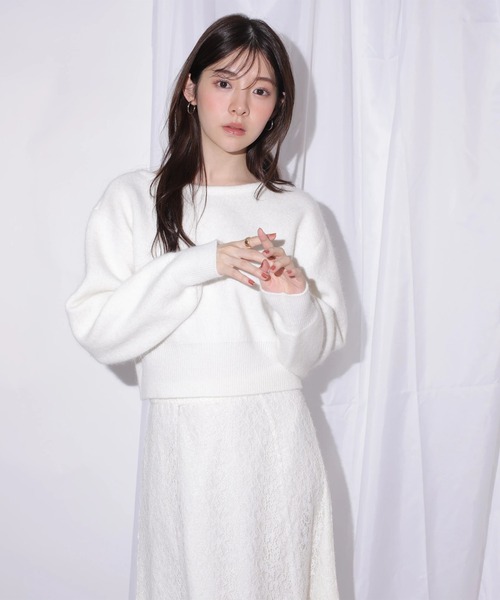 Rirandture（リランドチュール）の「２ＷＡＹオフショルニット×レーススカートセット（ワンピース・レディース・ピンク系その他/オフホワイト・1/2）」の17枚目の写真