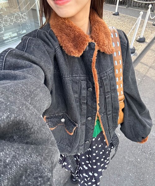 CIAOPANIC（チャオパニック）の「【ANTI WARP /アンチワープ】エクストラボリュームスリーブGジャン（デニムジャケット・レディース・インディゴブルー/ブラック・FREE）」の2枚目の写真