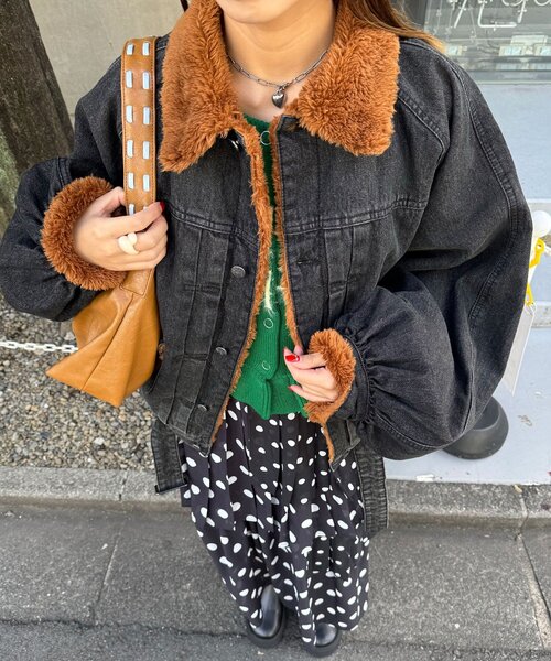 CIAOPANIC（チャオパニック）の「【ANTI WARP /アンチワープ】エクストラボリュームスリーブGジャン（デニムジャケット・レディース・インディゴブルー/ブラック・FREE）」の6枚目の写真