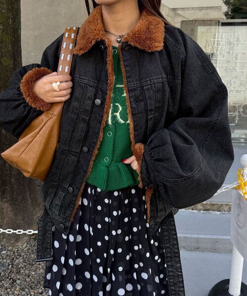 CIAOPANIC（チャオパニック）の「【ANTI WARP /アンチワープ】エクストラボリュームスリーブGジャン（デニムジャケット・レディース・インディゴブルー/ブラック・FREE）」の7枚目の写真