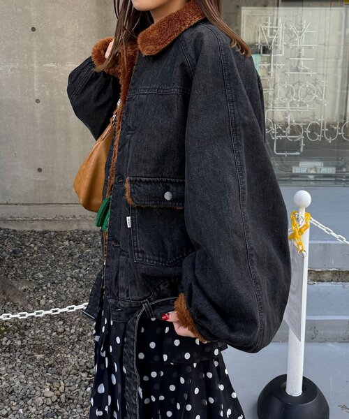 CIAOPANIC（チャオパニック）の「【ANTI WARP /アンチワープ】エクストラボリュームスリーブGジャン（デニムジャケット・レディース・インディゴブルー/ブラック・FREE）」の8枚目の写真