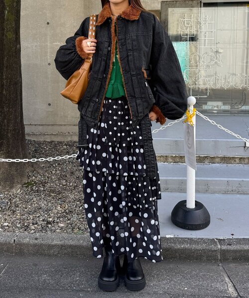 CIAOPANIC（チャオパニック）の「【ANTI WARP /アンチワープ】エクストラボリュームスリーブGジャン（デニムジャケット・レディース・インディゴブルー/ブラック・FREE）」の10枚目の写真