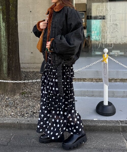 CIAOPANIC（チャオパニック）の「【ANTI WARP /アンチワープ】エクストラボリュームスリーブGジャン（デニムジャケット・レディース・インディゴブルー/ブラック・FREE）」の11枚目の写真