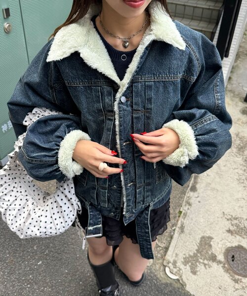 CIAOPANIC（チャオパニック）の「【ANTI WARP /アンチワープ】エクストラボリュームスリーブGジャン（デニムジャケット・レディース・インディゴブルー/ブラック・FREE）」の13枚目の写真