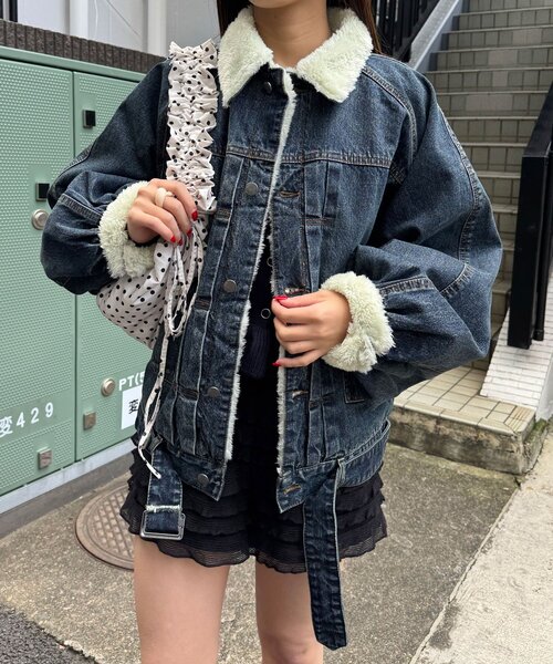 CIAOPANIC（チャオパニック）の「【ANTI WARP /アンチワープ】エクストラボリュームスリーブGジャン（デニムジャケット・レディース・インディゴブルー/ブラック・FREE）」の14枚目の写真